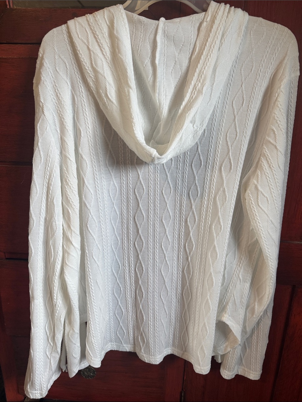 Women's white Wide-Leg Knit Pants with Matching Hooded Top - Picture 4 of 9